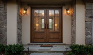 Glass Panel Wooden Door